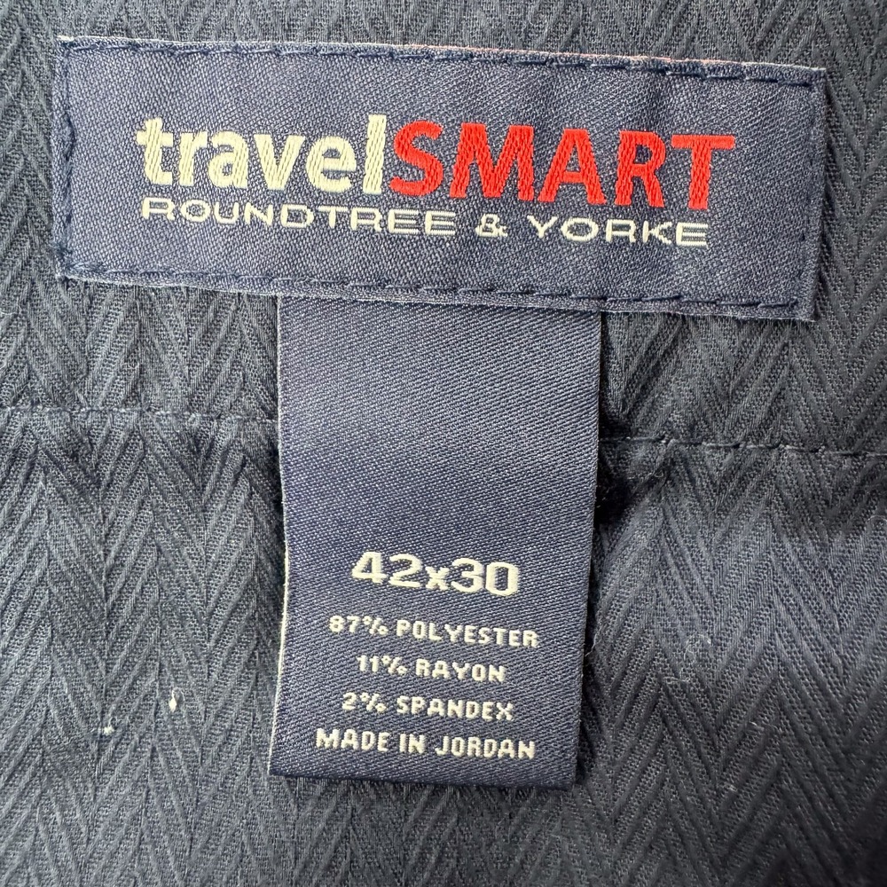 Roundtree & Yorke TravelSMART Dress Pants Mens 42x30 Gray Pleated Cuffed NEW - Picture 5 of 10